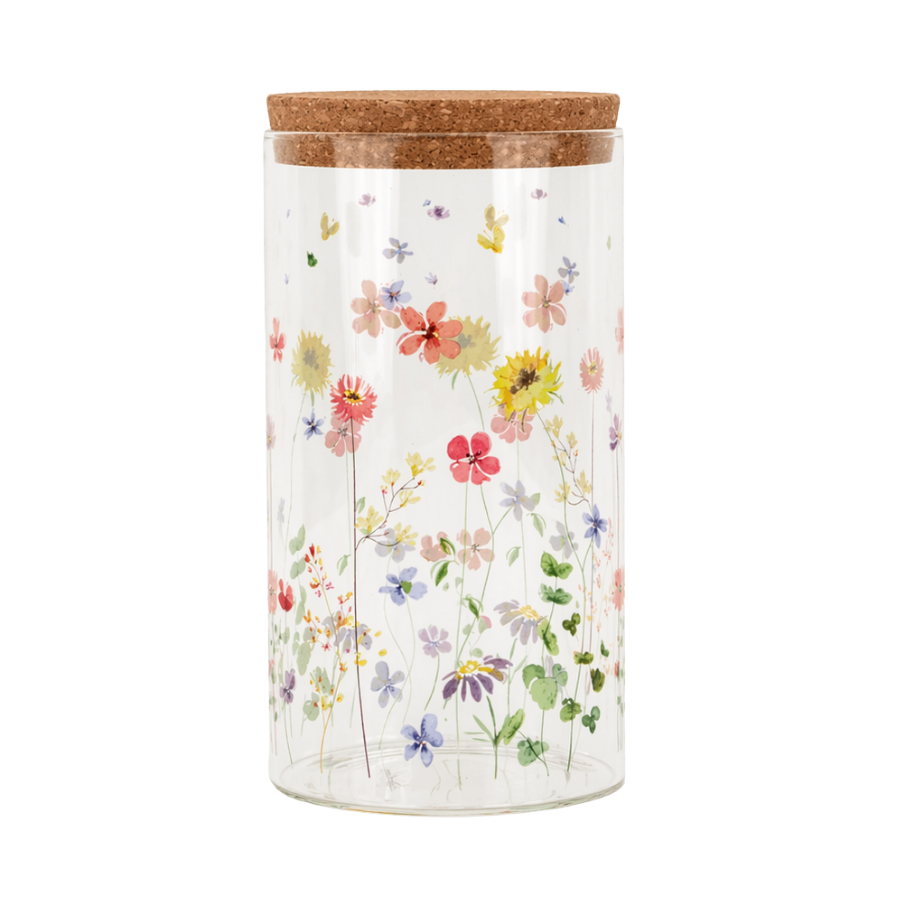 Opbevaringsglas m blomst MIAN (1600ml)