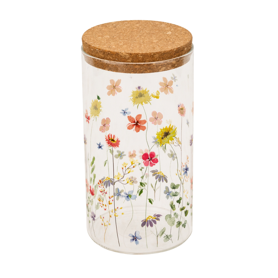 Opbevaringsglas m blomst MIAN (1600ml)