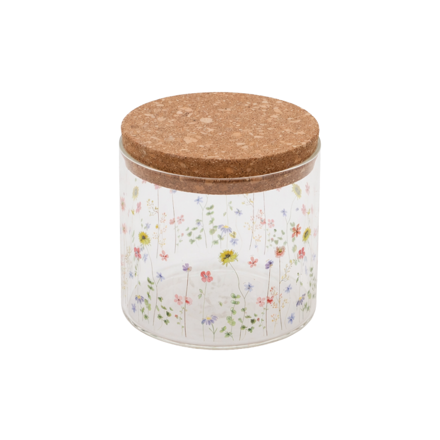 Opbevaringsglas m blomst MIAN (700ml)