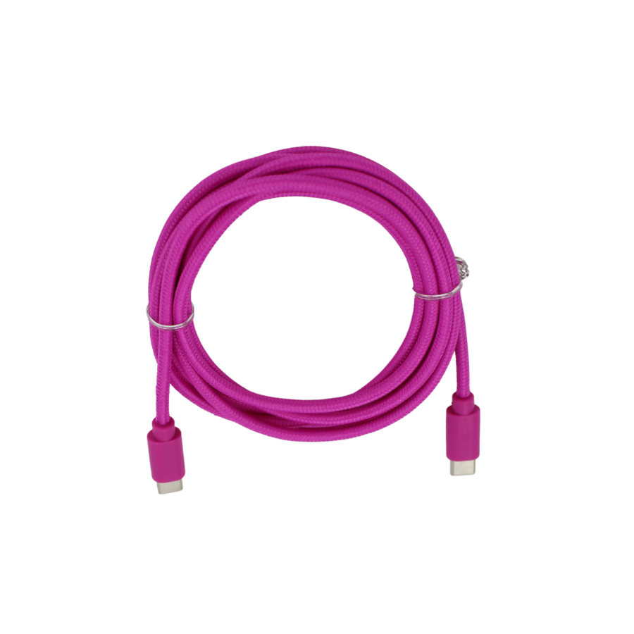 Opladekabel - USB-C til USB-C i Pink Tekstil (2 meter)