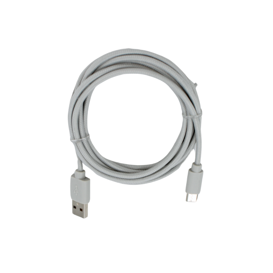 Opladerkabel - USB-C Kabel i Sølv Tekstil (2 meter)