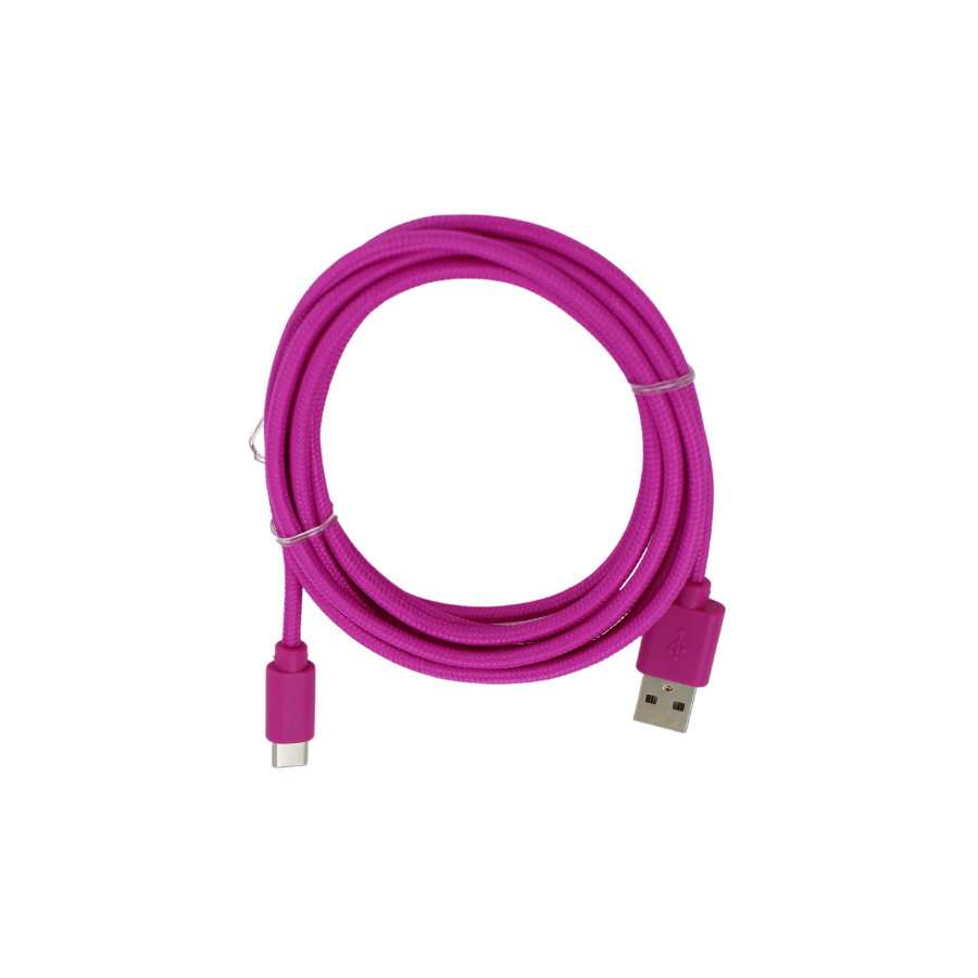 Opladerkabel - USB-C i Pink Tekstil (2 meter)