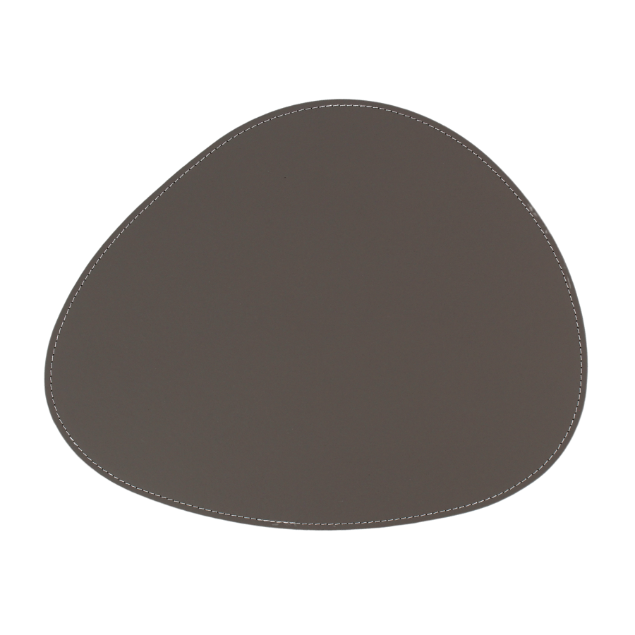 Oval Dækkeserviet i Grå Kunstigt Læder (41x33cm)