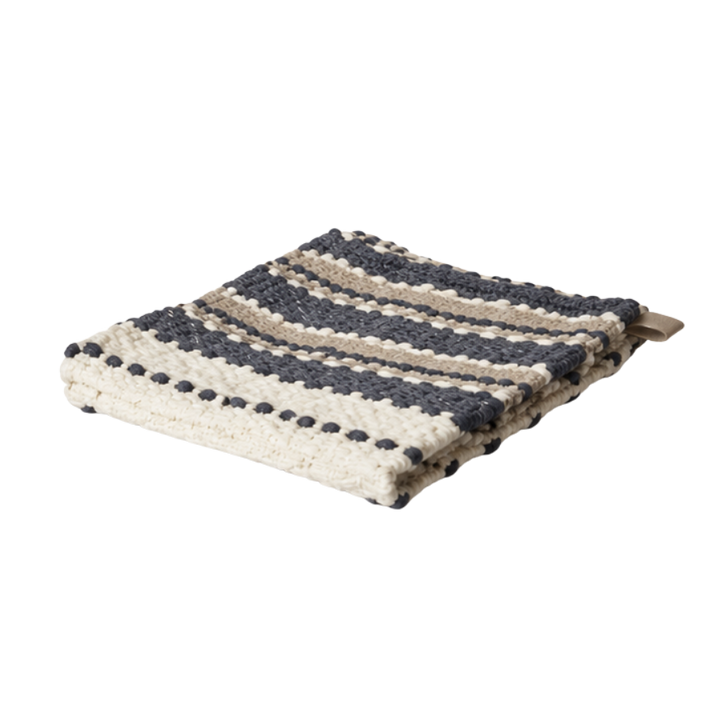 Plaid Bomuld Natur/Navy 130x170cm