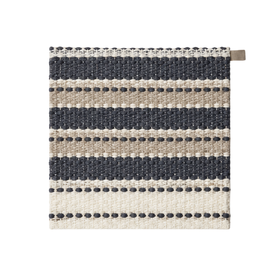 Plaid Bomuld Natur/Navy 130x170cm