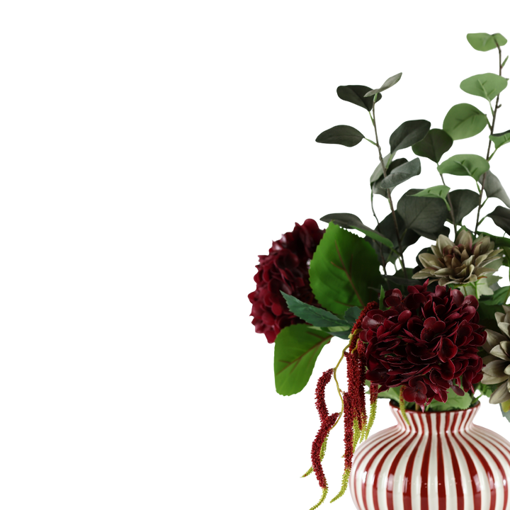 Evighedsbuket Rød Harmoni m. Hortensia og Dahlia