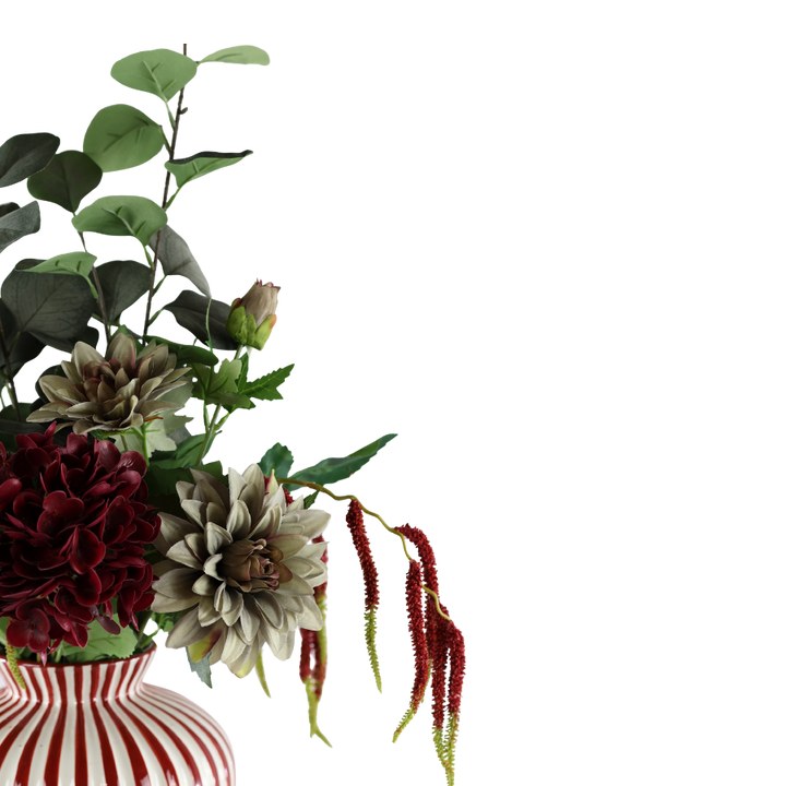 Evighedsbuket Rød Harmoni m. Hortensia og Dahlia