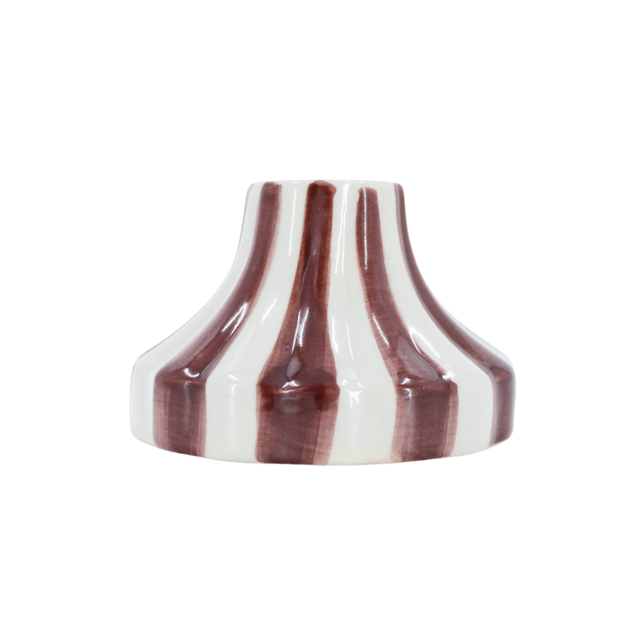 Rund Lysestage CAIN i Beige m. Burgundy (Ø8,5x5,5cm)