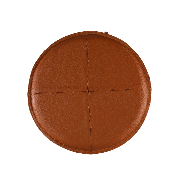 Rund Skindpude. Cognac