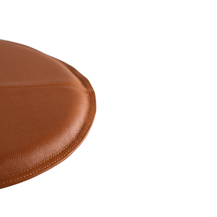 Rund Skindpude. Cognac