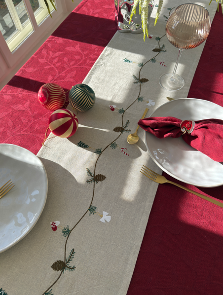 Julebordløber m Broderi (40x140cm)