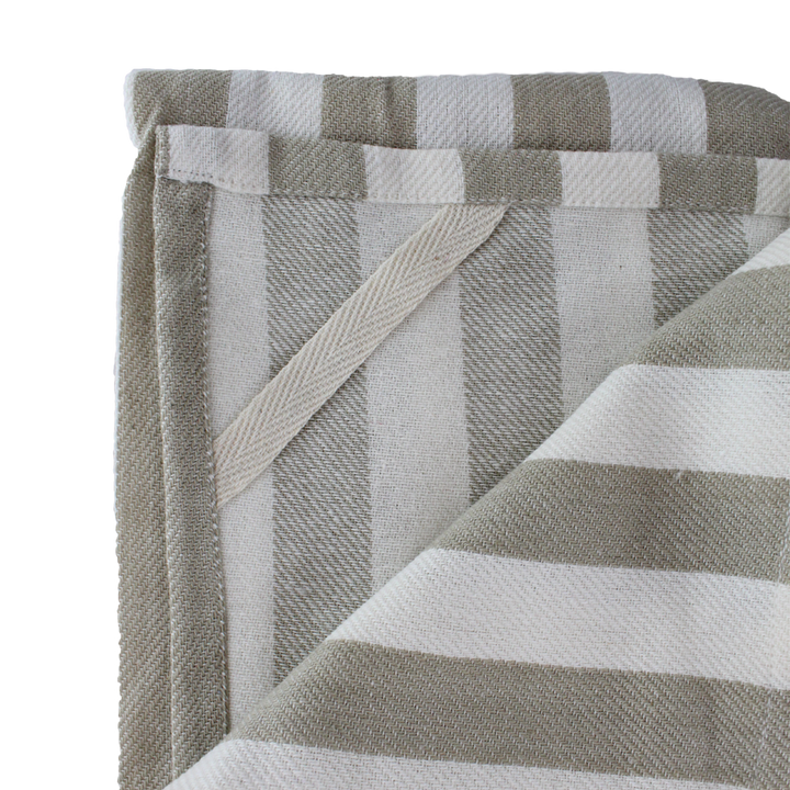 Stribet Viskestykke i Beige