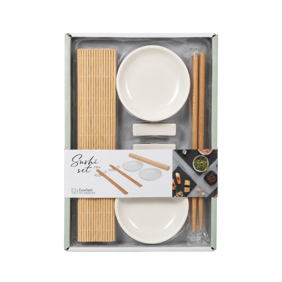 Sushi Sæt 7 Dele Bambus/Porcelæn