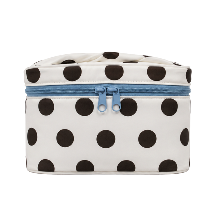 Toilettaske m. Prikker 21x14x14cm Creme