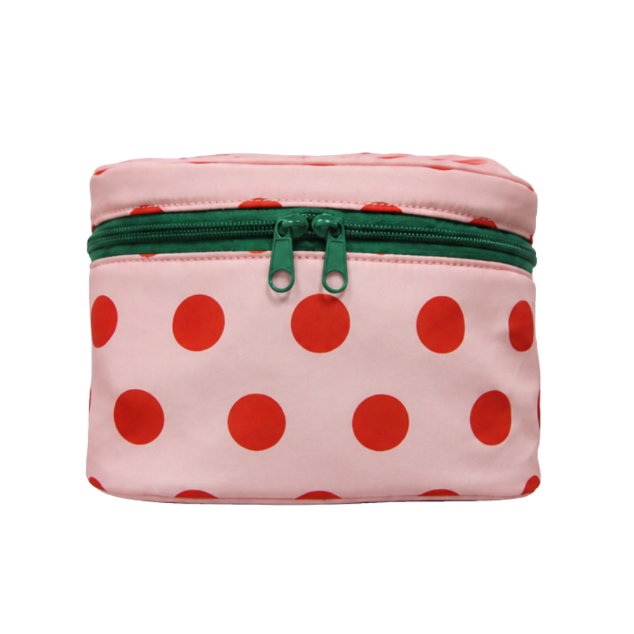 Toilettaske m. Prikker 21x14x14cm Pink