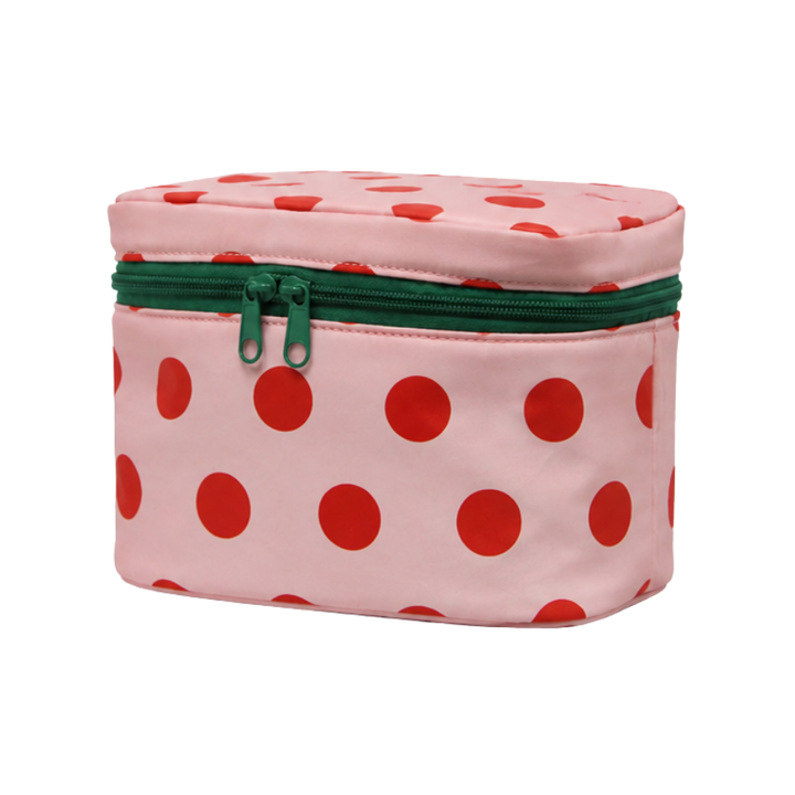 Toilettaske m. Prikker 21x14x14cm Pink