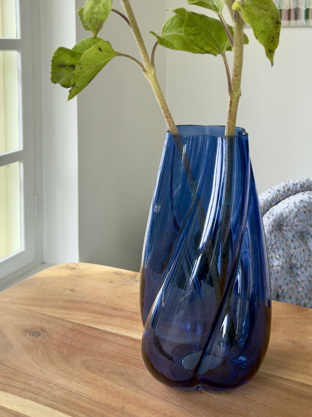 Glas Vase MEVA  (15,5x17x28cm) Blå