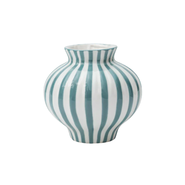 BETSY Vase (Ø 14,7 x 13,5cm) Grå/Grøn Stribe