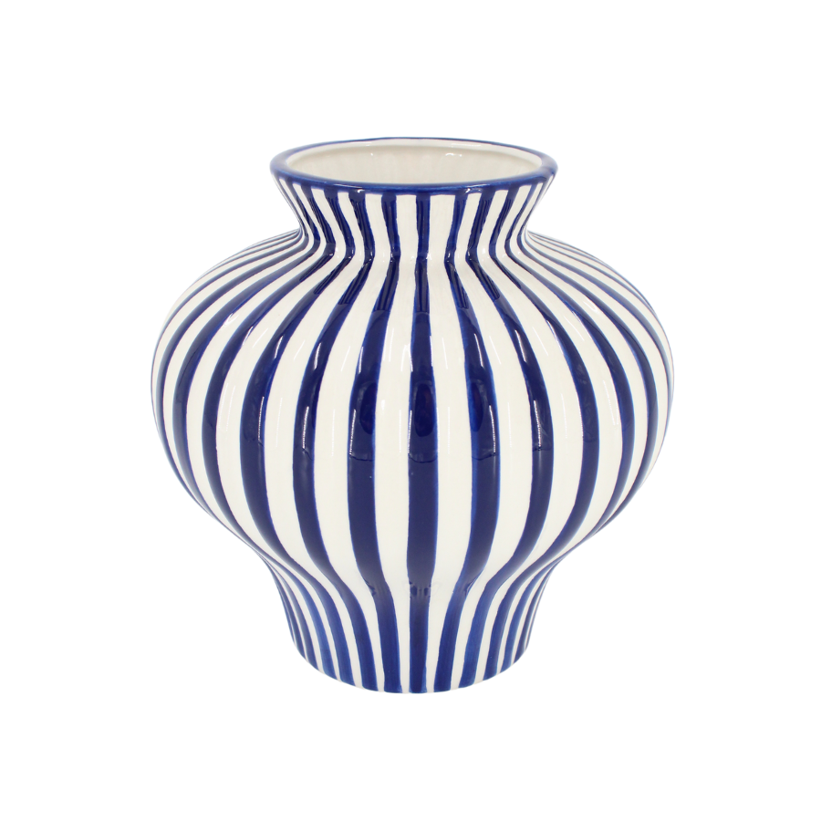 Keramik Vase BETSY i Blå/Hvid (Ø21 x H21cm)