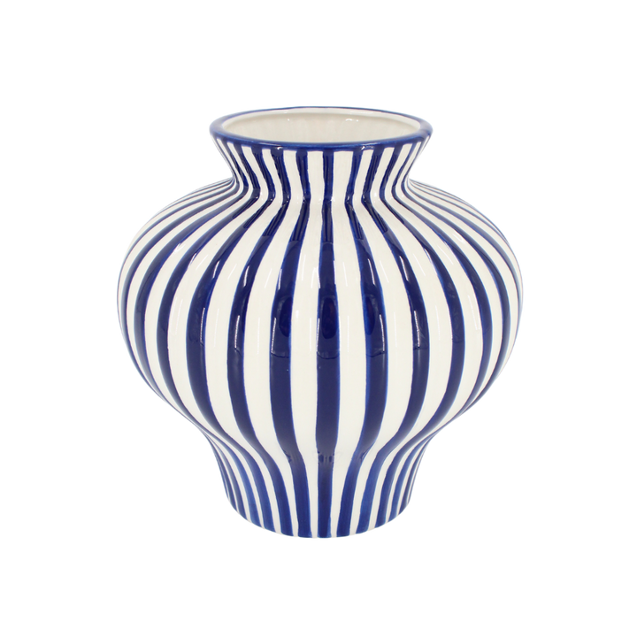 Keramik Vase BETSY i Blå/Hvid (Ø21 x H21cm)