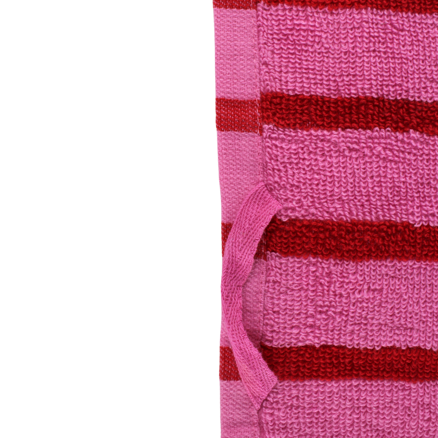 Vaskeklud i Pink m. Røde Striber 100% Bomuld