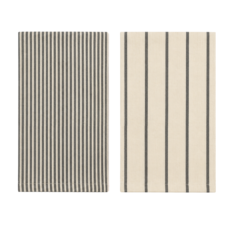Viskestykke CORFITZ Strib Beige/Grå 2-pak (50x70cm)