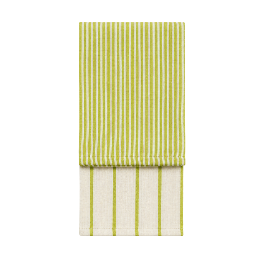 Viskestykke CORFITZ  Strib Beige/Grøn 2-pak (50x70cm)