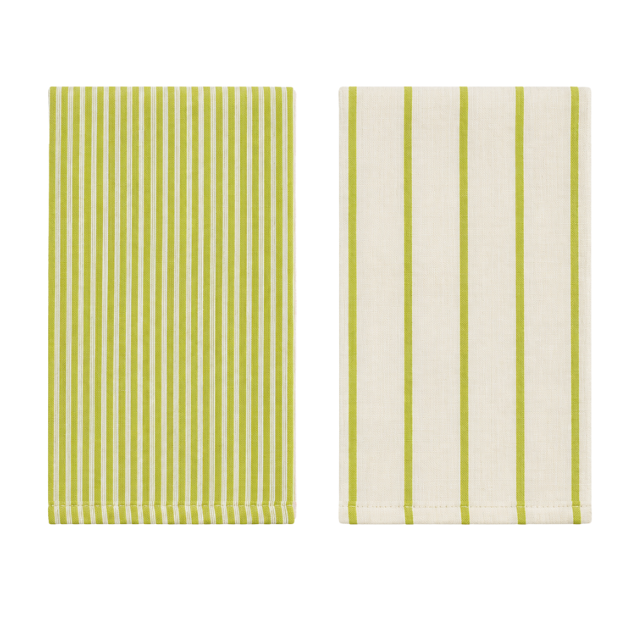 Viskestykke CORFITZ  Strib Beige/Grøn 2-pak (50x70cm)