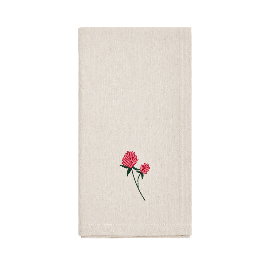 Viskestykke m Kløverblomst broderi (50x70cm)
