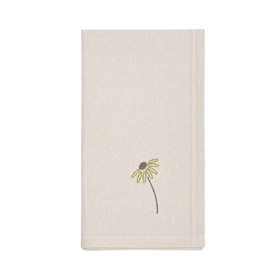 Viskestykke m gul Marguerit broderi (50x70cm)