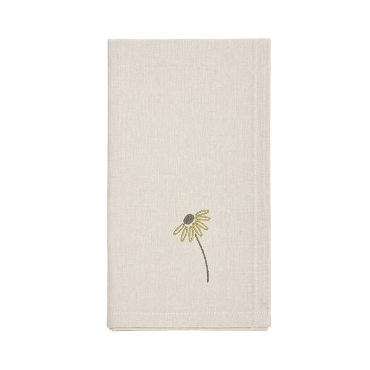 Viskestykke m gul Marguerit broderi (50x70cm)