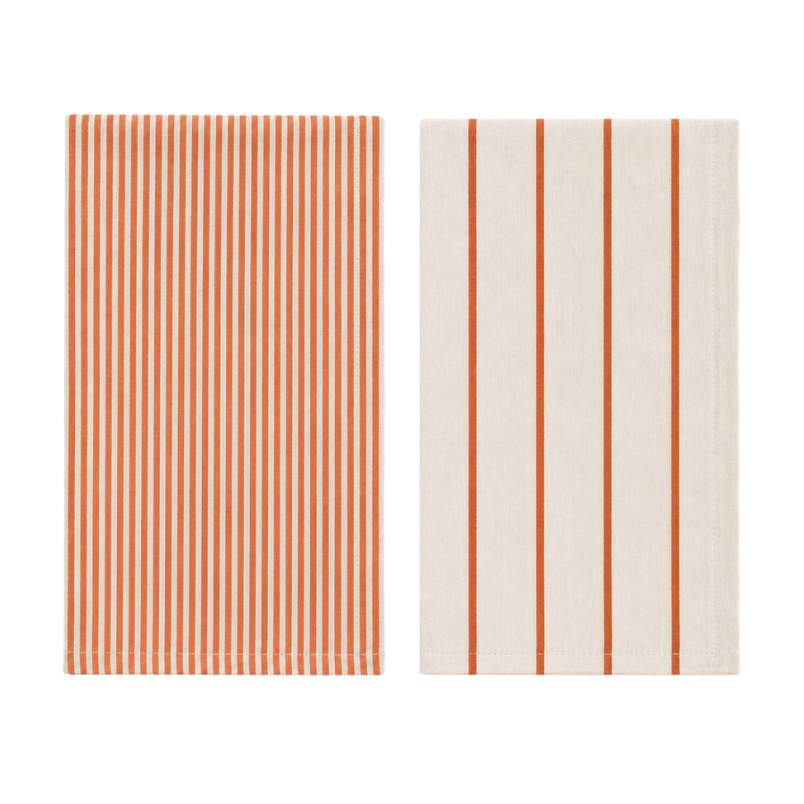Viskestykke CORFITZ Strib Beige/Rust 2-pak (50x70cm)
