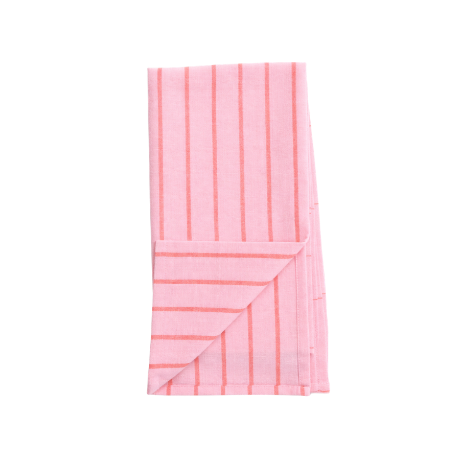 Viskestykke MEYSA (50x70cm). 2pk Lyserød m Orange striber