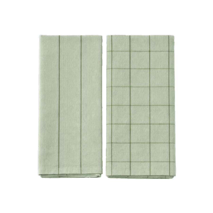 Viskestykke i Sage og Oliven farve MIAH (50x70cm). 2pk