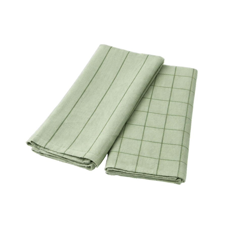 Viskestykke i Sage og Oliven farve MIAH (50x70cm). 2pk