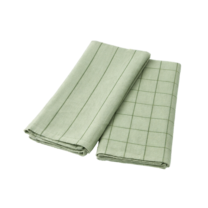 Viskestykke i Sage og Oliven farve MIAH (50x70cm). 2pk
