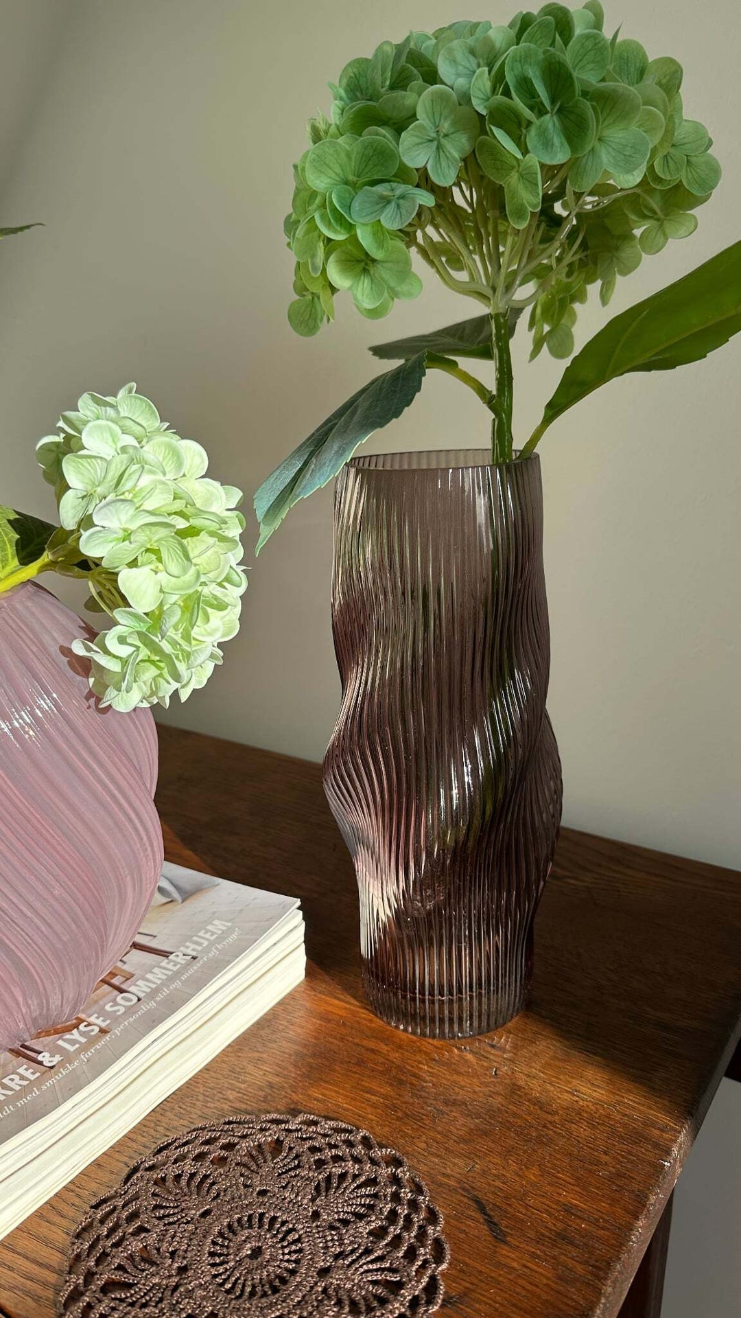 Glas Vase ANJO (H 27cm) Grå