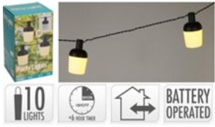 Lyskæde m. 10 LED 300cm
