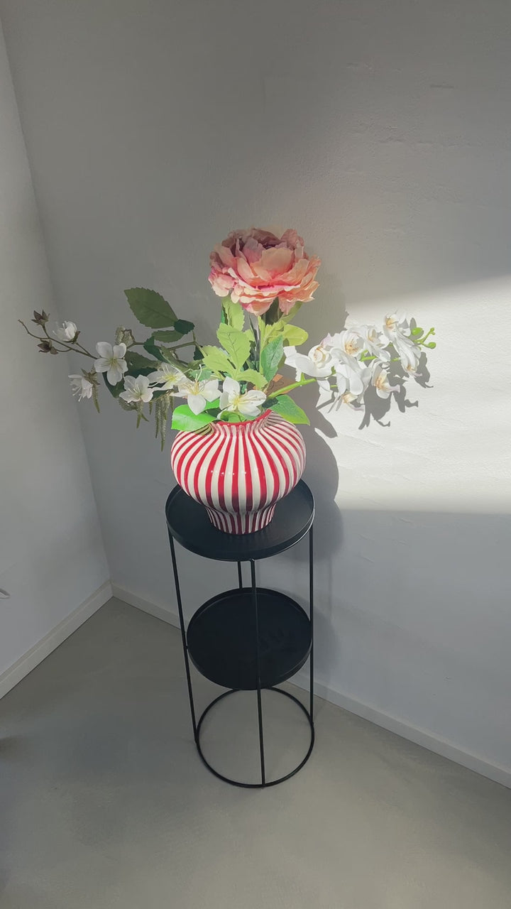 BETSY Vase m. Burgandy Stribe  (Ø 21 x 21cm)