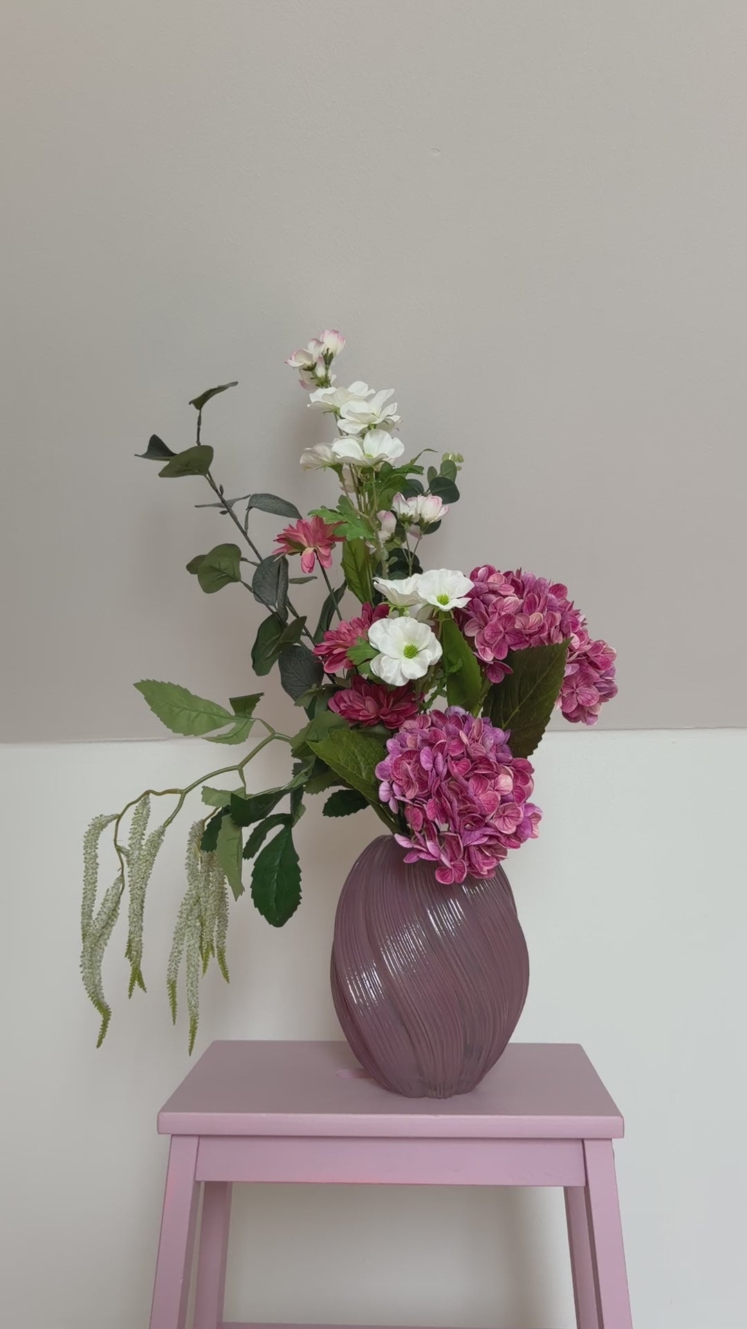 Evighedsbuket Lyserød Hortensia m. Flerfarvede Blomster