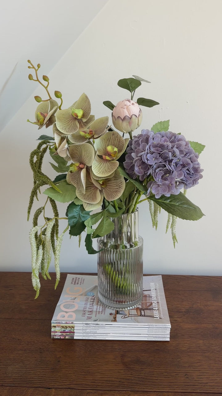 Evighedsbuket Lilla Natur m. Protea og Hortensia
