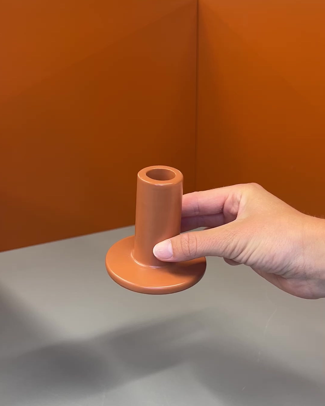 Keramisk Lysestage i Terracotta (H:8cm)