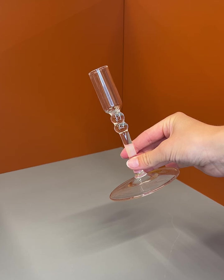 Lysestage i Glas - Klar (H:15,5cm)