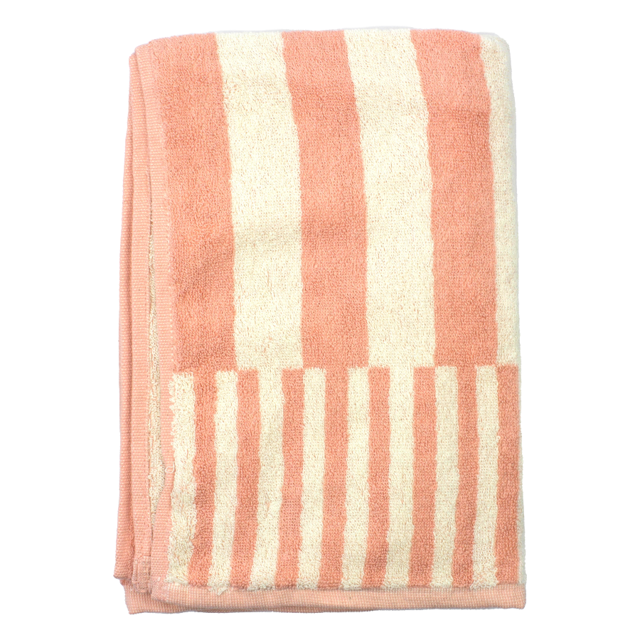 Badehåndklæde i Stribet Dusty pink / Creme (70x140cm)
