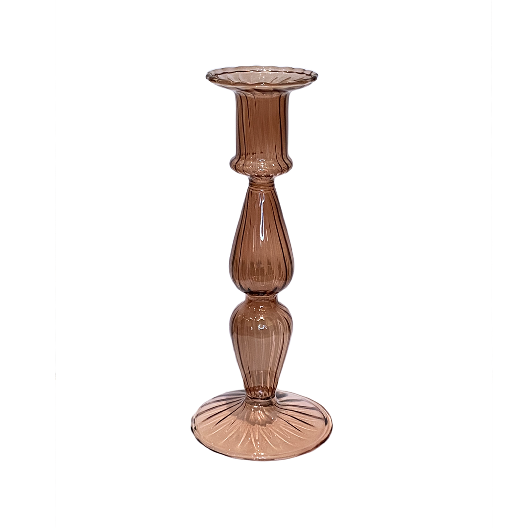 Glaslysestage - Brun (H20cm)