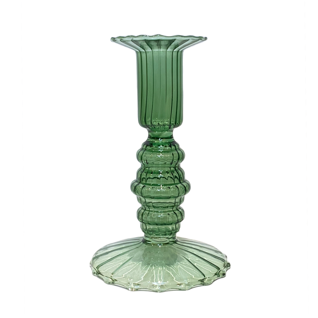 Glaslysestage - Grøn (H13cm)