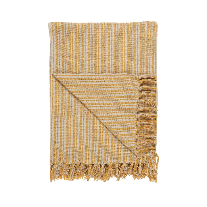 Ib Laursen - Plaid Creme/Gult Stribemønster (130x160cm)