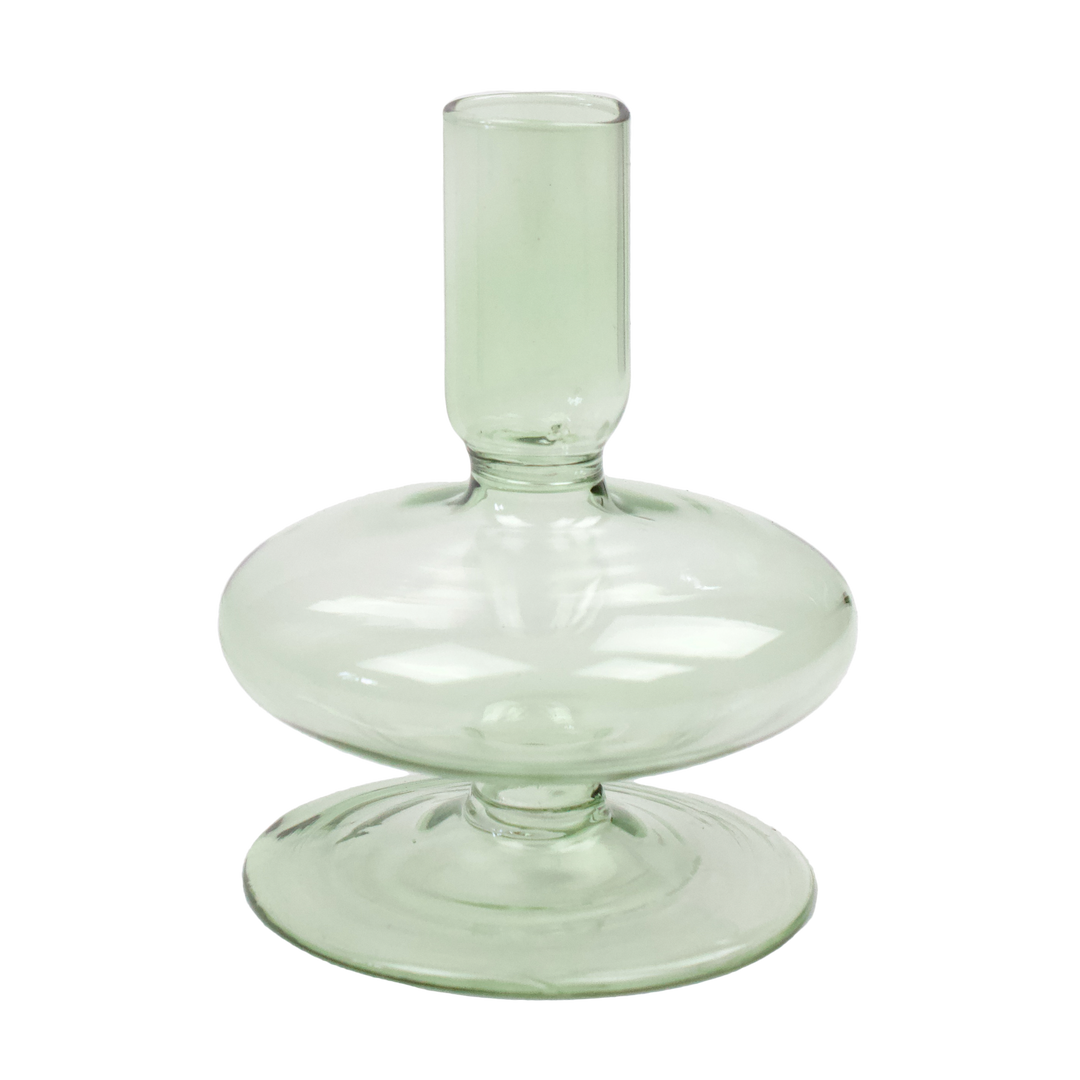 Lysestage i Glas - Grøn (H:11cm)