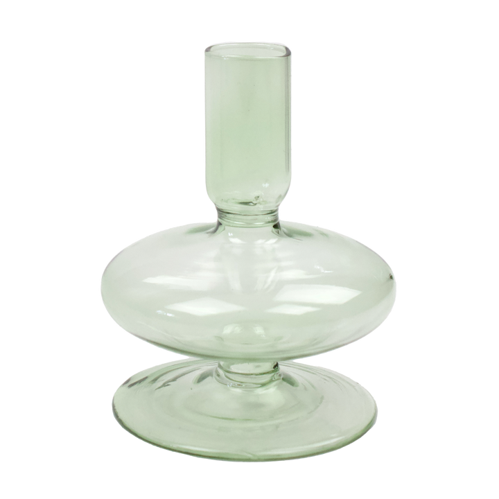 Lysestage i Glas - Grøn (H:11cm)