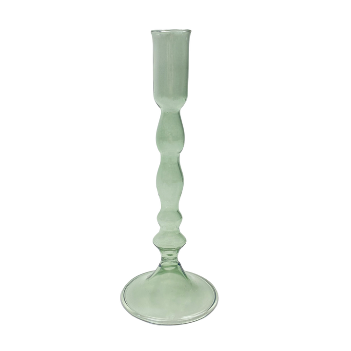 Lysestage i Glas - Grøn (H:18cm)
